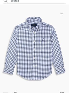 Ralph Lauren Blue and White Gingham Button-Down Shirt— LIKE NEW